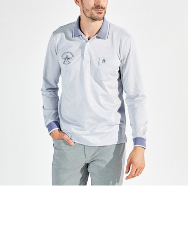 『SEASON』吸汗速乾ハイゲージバーズボーダー長袖ポロシャツ