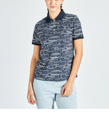 『SEASON COLLECTION』SUNSCREEN  マルチロゴ総柄プリント半袖ポロシャツ