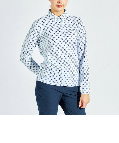 『SEASON COLLECTION』SUNSCREEN ロゴプリント長袖ポロシャツ