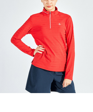 『SEASON COLLECTION』吸汗速乾地柄ジャカード長袖ジップアップシャツ