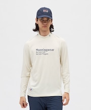 保温ストレッチロゴプリント長袖モックネックシャツ
