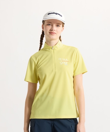 マンシングウェア MUNSINGWEAR 高通気スタンドジップ半袖シャツ