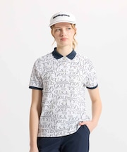 マンシングウェア MUNSINGWEAR Sunscreen NIR フィラシスロゴ総柄プリント半袖ポロシャツ