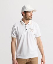 マンシングウェア MUNSINGWEAR Sunscreen NIR フィラシス地柄ボーダーロゴプリント半袖ポロシャツ