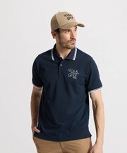 マンシングウェア MUNSINGWEAR Sunscreen NIR フィラシス地柄ボーダーロゴプリント半袖ポロシャツ