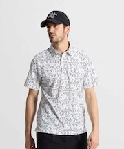 マンシングウェア MUNSINGWEAR Sunscreen NIR フィラシスロゴ総柄プリント半袖ポロシャツ