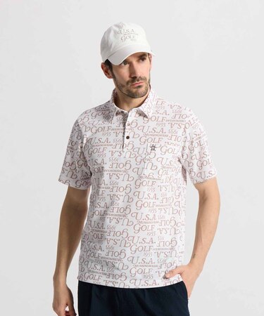 マンシングウェア MUNSINGWEAR Sunscreen NIR フィラシスロゴ総柄プリント半袖ポロシャツ