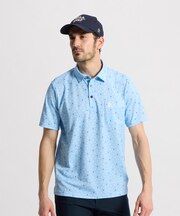 マンシングウェア MUNSINGWEAR 高通気 Sunscreen NIR フットプリント総柄台衿付き半袖ポロシャツ