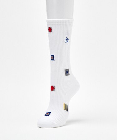 マンシングウェア MUNSINGWEAR クルー丈 フラッグ飛び柄ソックス【交換・返品不可】
