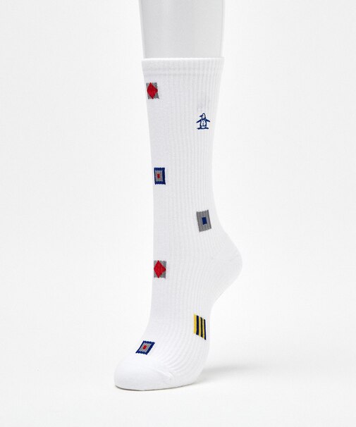 マンシングウェア MUNSINGWEAR クルー丈 フラッグ飛び柄ソックス【交換・返品不可】