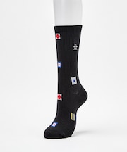 マンシングウェア MUNSINGWEAR クルー丈 フラッグ飛び柄ソックス【交換・返品不可】