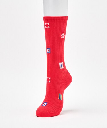 マンシングウェア MUNSINGWEAR クルー丈 フラッグ飛び柄ソックス【交換・返品不可】