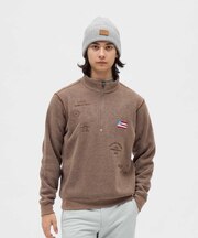 マンシングウェア MUNSINGWEAR 吸湿発熱飛び刺繍ハーフジップカットソー