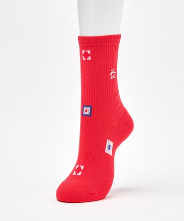 マンシングウェア MUNSINGWEAR ミドル丈 フラッグ飛び柄ソックス【交換・返品不可】