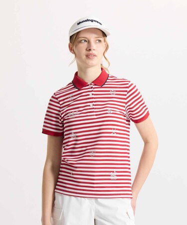 マンシングウェア MUNSINGWEAR マナード×Sunscreen NIR ボーダー飛び柄半袖シャツ