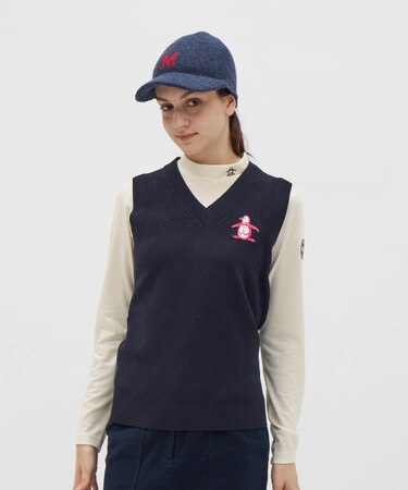 マンシングウェア MUNSINGWEAR バイアス地柄Vネックニットベスト