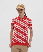 マンシングウェア MUNSINGWEAR 吸汗速乾 バイアスストライプ裾リブ半袖ポロシャツ