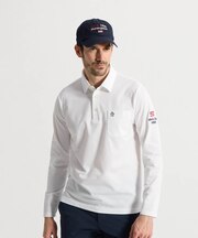 マンシングウェア MUNSINGWEAR ハウンドトゥース柄台衿付き長袖ポロシャツ