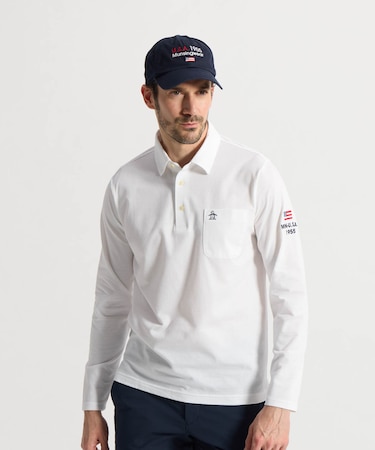 マンシングウェア MUNSINGWEAR ハウンドトゥース柄台衿付き長袖ポロシャツ