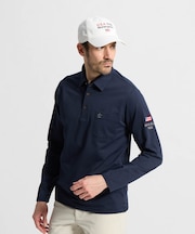マンシングウェア MUNSINGWEAR ハウンドトゥース柄台衿付き長袖ポロシャツ