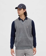 マンシングウェア MUNSINGWEAR グレンチェックVネックニットベスト