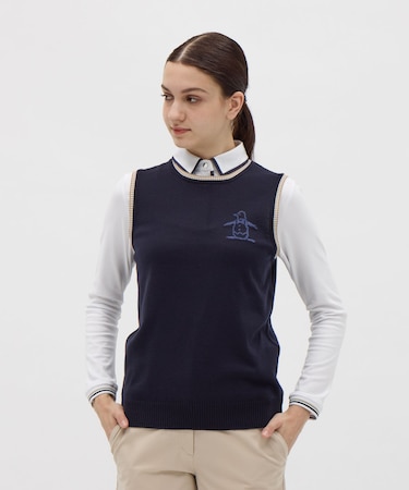 マンシングウェア MUNSINGWEAR ペンギン柄インターシャニットベスト