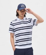 マンシングウェア MUNSINGWEAR 吸汗速乾先染めボーダー半袖ポロシャツ
