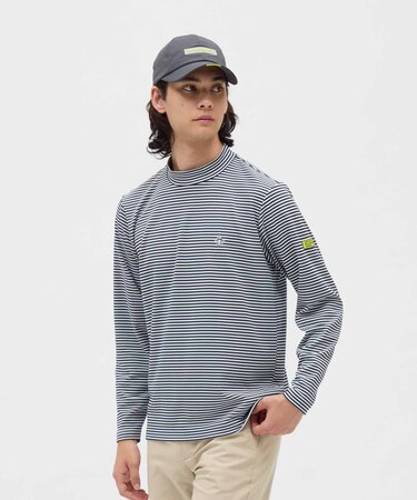 マンシングウェア MUNSINGWEAR HEAT NAVI ボーダー長袖モックネックシャツ