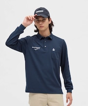 マンシングウェア MUNSINGWEAR HEAT NAVI ボーダー台衿付き長袖ポロシャツ