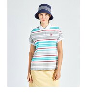 マンシングウェア MUNSINGWEAR ストレッチ マナード先染めパネルボーダードルマンスリーブシャツ