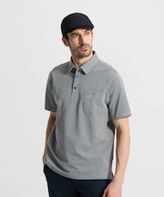 マンシングウェア MUNSINGWEAR シアサッカーストライプ台襟付き半袖ポロシャツ