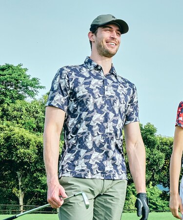 ルコックスポルティフ ゴルフ le coq sportif golf 小柄プリント半袖シャツ