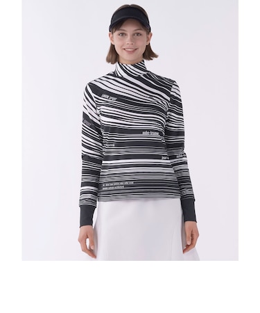 ランバン スポール LANVIN SPORT グラフィカルボーダー長袖シャツ【保温／UV】