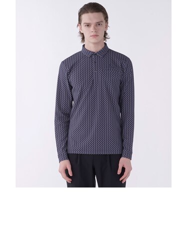 ランバン スポール LANVIN SPORT 幾何柄プリント長袖ポロシャツ【保温】