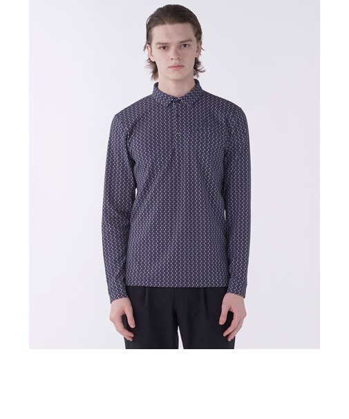 ランバン スポール LANVIN SPORT 幾何柄プリント長袖ポロシャツ【保温】