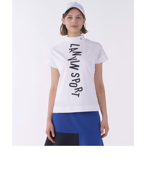 ランバン スポール LANVIN SPORT ロゴプリントボトルネック半袖シャツ【Sunscreen NIR／UV】