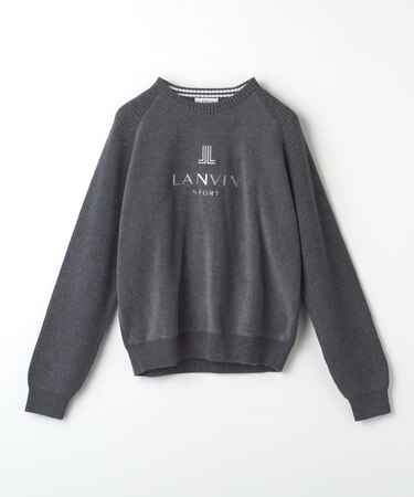ロゴ刺繍デザインフリースブロッキングセーター
