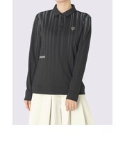 ランバン スポール LANVIN SPORT ストライププリント長袖ポロシャツ【蓄熱保温／UV】