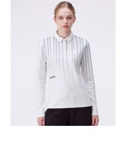 ランバン スポール LANVIN SPORT ストライププリント長袖ポロシャツ【蓄熱保温／UV】