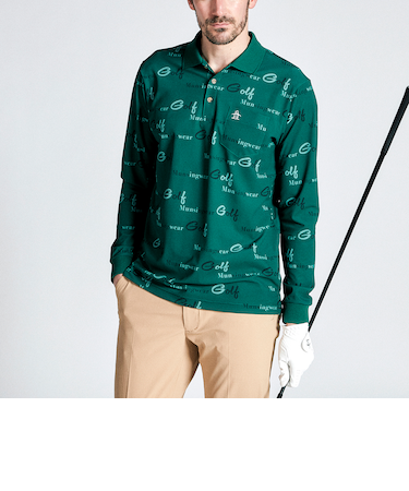 『SEASON COLLECTION』サンスクリーン吸汗速乾ストレッチロゴプリント長袖ポロシャツ