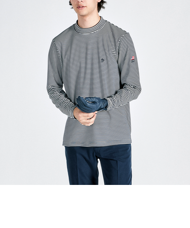 『SEASON COLLECTION』HEATNAVIボーダーモックネック長袖シャツ
