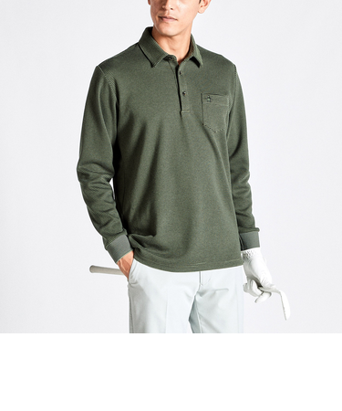 『SEASON COLLECTION』ヒートナビ細線ボーダー台衿付き長袖シャツ