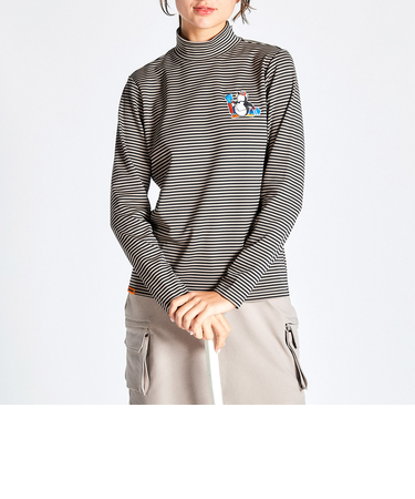 『ENVOY』HEAT NAVIボーダー ペンギンアップリケハイネックシャツ