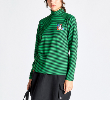 『ENVOY』HEAT NAVIボーダー ペンギンアップリケハイネックシャツ