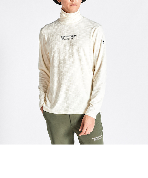 『ENVOY』ストレッチ起毛ベアジャカードタートルネックシャツ