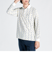 『SEASON COLLECTION』吸汗速乾ストレッチ総柄プリント長袖ポロシャツ