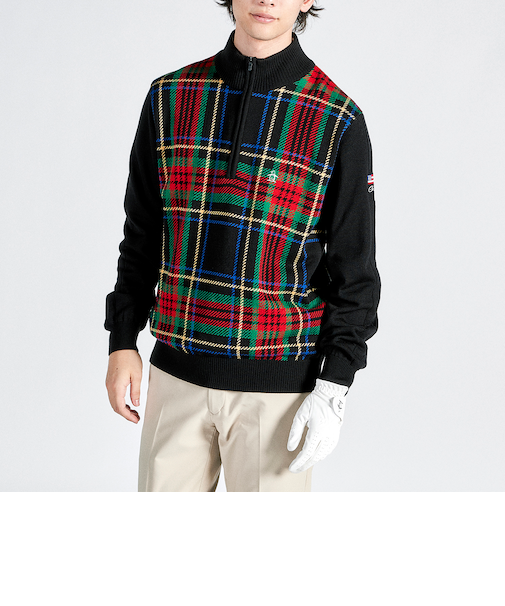 『SEASON COLLECTION』アーガイル/チェック柄ハーフジップセーター