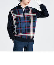 『SEASON COLLECTION』アーガイル/チェック柄ハーフジップセーター