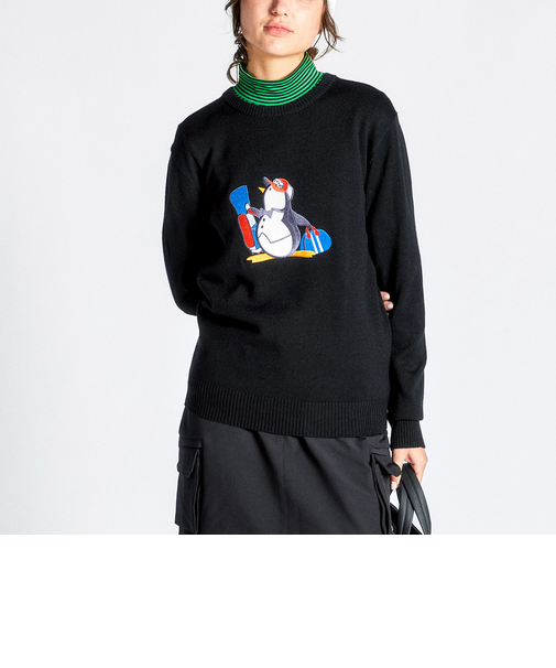 『ENVOY』12Gウールアクリルペンギンアップリケセーター