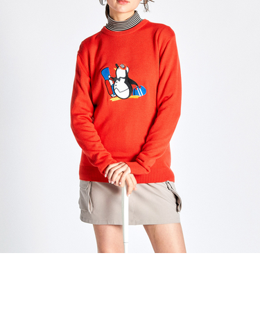 『ENVOY』12Gウールアクリルペンギンアップリケセーター